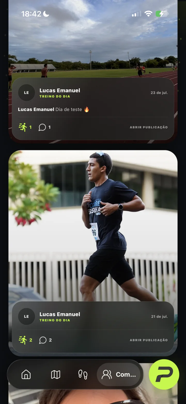 Feed de publicações da comunidade Pace Moments